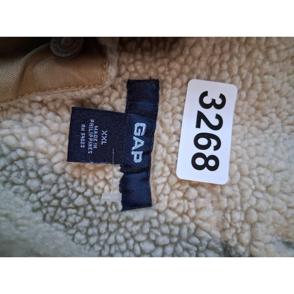Y2K Vintage Gap Mens XXL Khaki Canvas Sherpa Lined Trucker Chore Barn Jacket‎